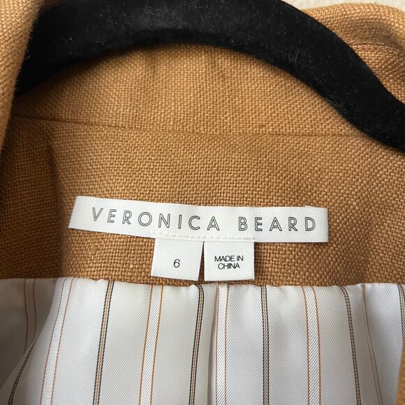 Veronica Beard Milani Cropped Linen Blazer Jacket in Camel Size 6 - Picture 5 of 7